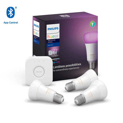 Kit Casa inteligente Philips Hue Starter 3 Lâmpadas com Bridge Menor preço em Kit Casa inteligente Philips Hue Starter 3 Lâmpadas com Bridge