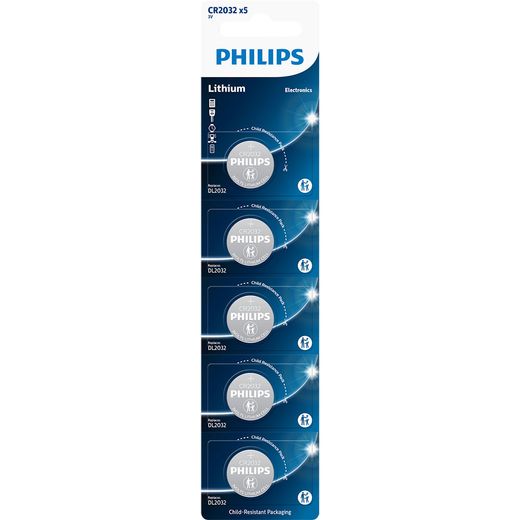 Bateria Philips do tipo moeda CR2032 3V lítio com pack 5 unidades CR2032P5B/59 Menor preço em Bateria Philips do tipo moeda CR2032 3V lítio com pack 5 unidades CR2032P5B/59
